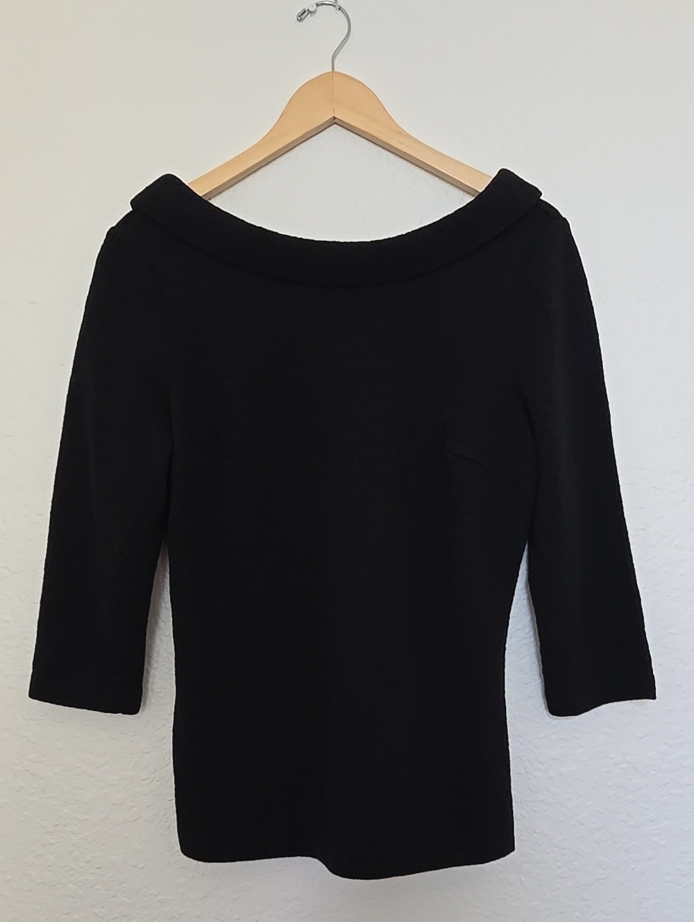 Boden Black Sweater Cotton Blend Top 3/4 Sleeves.